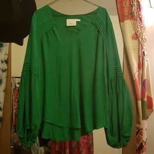 Maeve for Anthropologie Green Boho Top